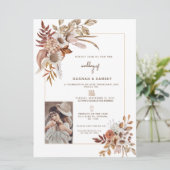 Boho Herbst Foto Hochzeit Einladung. Einladung (Stehend Vorderseite)