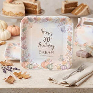 Boho-Herbst-Geburtstag-Kürbis Individuelle Papierp Pappteller