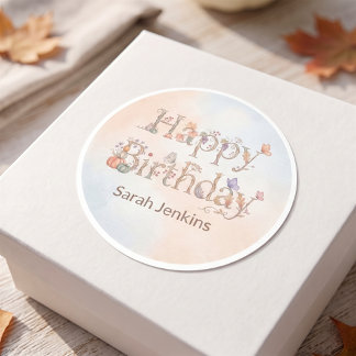 Boho-Herbst-Geburtstags-Aufkleber Runder Aufkleber