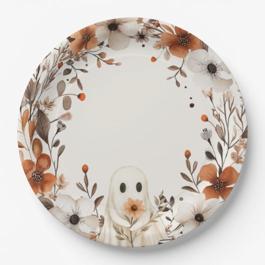 Boho Herbst Geist Blumen Oh Junge Baby Shower Pappteller (Vorderseite)