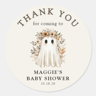 Boho-Herbst-Geister-Baby-Party Dankeschön Runder Aufkleber