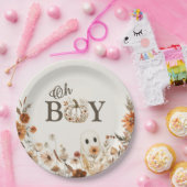Boho-Herbst-Geister-Blumen- Oh Boy-Baby-Party Pappteller (Party)