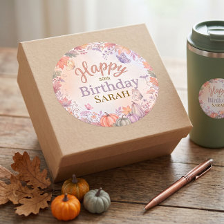 Boho-Herbst-Halloween-Geburtstags-Personalized Runder Aufkleber