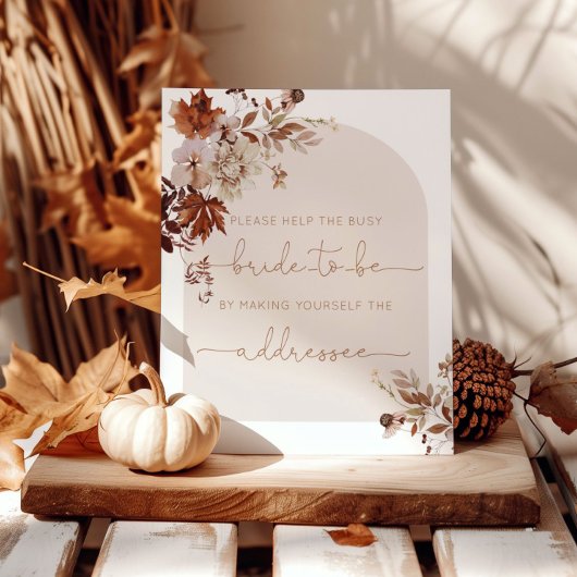 Boho-Herbst hilft der beschäftigten Braut einen Um Poster