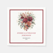 Boho-Herbst-Hochzeit mit Burgunderblumen und Marsa Serviette (Vorderseite)