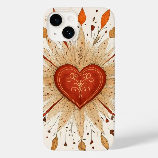 Boho-Herbst-Illustration mit Herz Case-Mate iPhone Hülle (Rückseite)