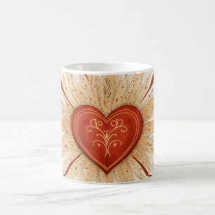Boho-Herbst-Illustration mit Herz Kaffeetasse