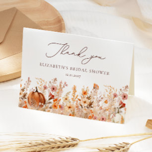 Boho Herbst-Kürbis-Brautabschied Dankeskarte