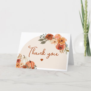 Boho-Herbst-Kürbis-Herbst-Blumen-Brautparty Dankeskarte