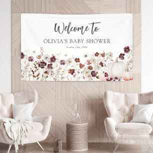 Boho-Herbst-Kürbis-Wildblumen-Baby-Party Banner