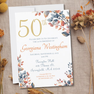 Boho Herbst lässt 50. Geburtstag Einladung