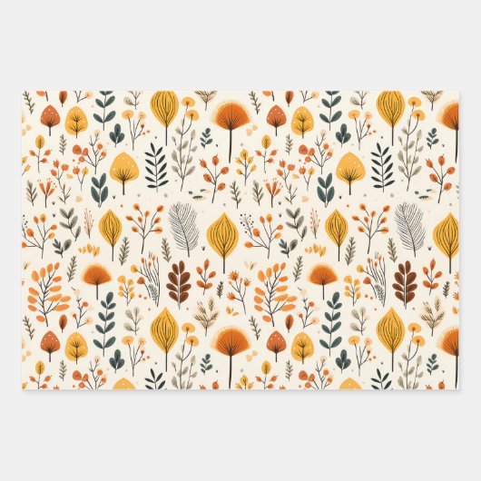 Boho Herbst mit Sonnenblumen, Florals und Pumpkin Geschenkpapier Set (Vorderseite 2)