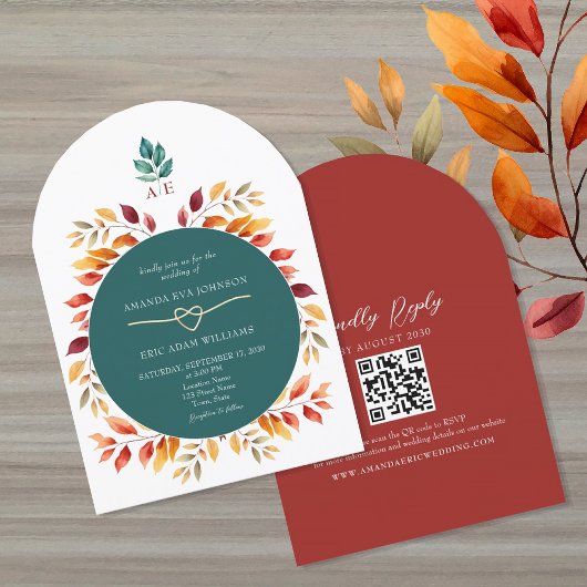 Boho-Herbst-QR-Code-Hochzeit Einladung