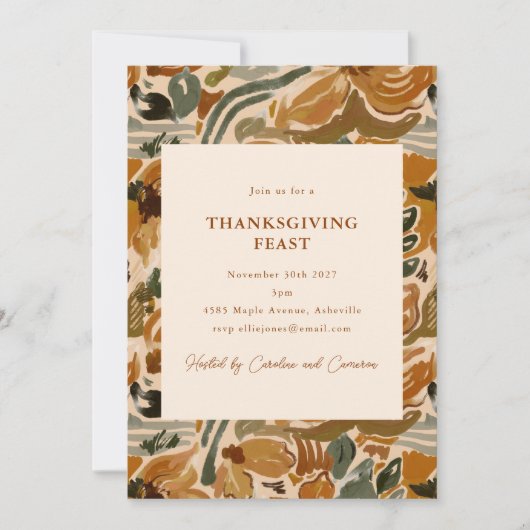 Boho Herbst Terracotta Erntedank Einladung (Vorderseite)