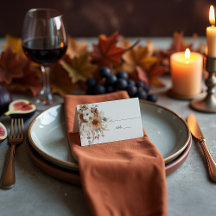 Boho-Herbst-Trockenblumen | Platzkarte
