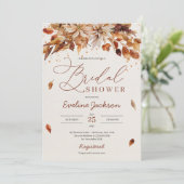 Boho Herbst und Herbstblütenblättern Einladung (Stehend Vorderseite)