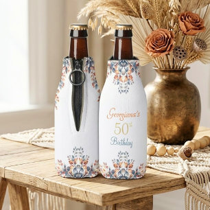Boho Herbst verlässt 50. Geburtstag Personalisiert Flaschenkühler