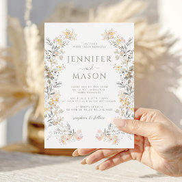 Boho-Herbst-Wiesen-Blumenkranz-Hochzeit Einladung