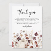 Boho-Herbst-Wildblumen-Baby-Party Dankeskarte (Vorderseite)