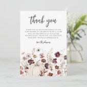 Boho-Herbst-Wildblumen-Baby-Party Dankeskarte (Stehend Vorderseite)