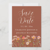 Boho Herbst Wildblumen Blumen Terrakotta Hochzeit Save The Date (Vorderseite)