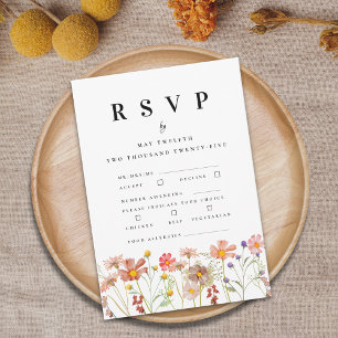 Boho-Herbst-Wildblumen-Blumenhochzeit-Essensoption RSVP Karte