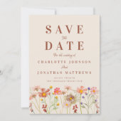Boho-Herbst-Wildblumen-Foto-Hochzeit Save The Date (Vorderseite)