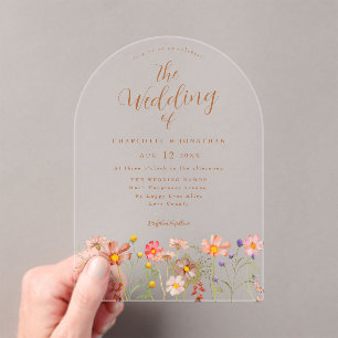 Boho-Herbst-Wildblumen-Hochzeit Acryleinladungen