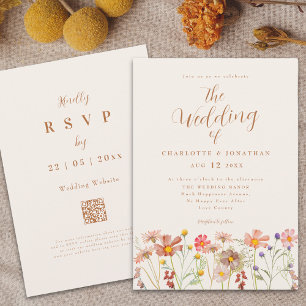 Boho-Herbst-Wildblumen-Hochzeit Einladung