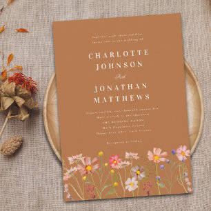 Boho-Herbst-Wildblumen-Hochzeit Einladung