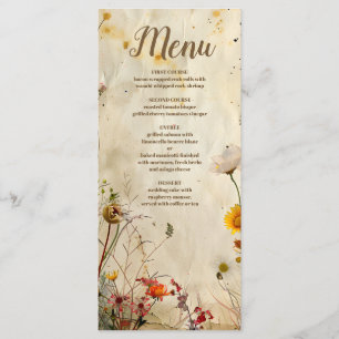 Boho-Herbst-Wildblumen-Hochzeit Menükarte