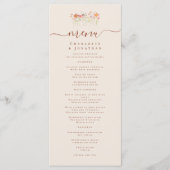 Boho-Herbst-Wildblumen-Hochzeit Menükarte (Vorderseite)
