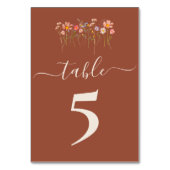 Boho-Herbst-Wildblumen-Terrakotta-Hochzeit Tischnummer (Rückseite)