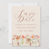 Boho-Herbst-Wildblumenwiese-Hochzeit Save The Date (Vorderseite)