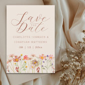 Boho-Herbst-Wildblumenwiese-Hochzeit Save The Date