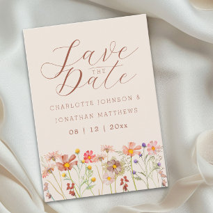 Boho-Herbst-Wildblumenwiese-Hochzeit Save The Date