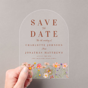 Boho Herbst Wildblumenwiese Hochzeit Save the Date Acryleinladungen