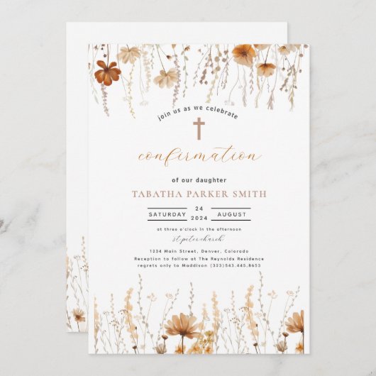 Boho Herbstbestätigung Einladung (Vorne/Hinten)