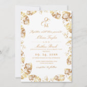 Boho Herbstblätter | Elegante Hochzeit Einladung (Vorderseite)