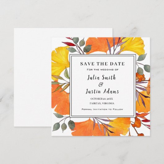 Boho Herbstblätterung Einladung (Vorne/Hinten)