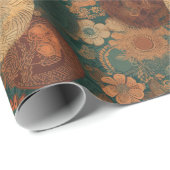 Boho-Herbstblumen-Designer Geschenkpapier (Rolleneckpunkt)