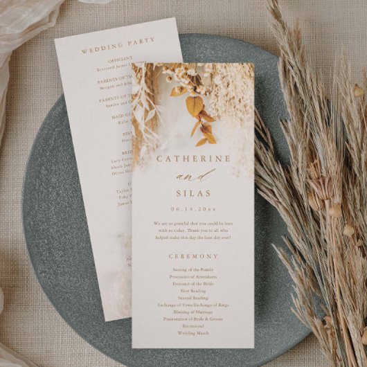 Boho-Herbstblumen-Hochzeitsprogramm Einladung