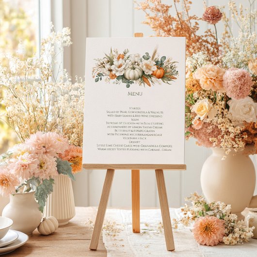Boho-Herbstblumenarrangement-Menü Menükarte