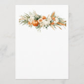 Boho-Herbstblumenarrangement-Menü Menükarte (Rückseite)