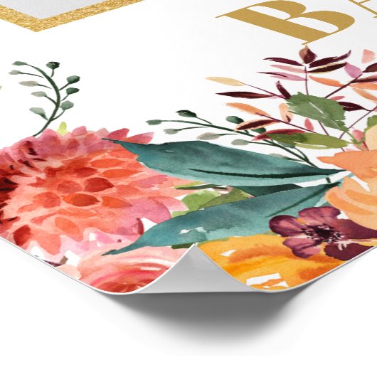 Boho Herbstblüte orange Blumengestapel Poster (Ecke)