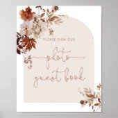 Boho-Herbstbogen-Foto-Gästebuch-Plakat Poster (Vorne)