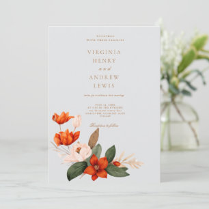 Boho Herbstbouquet mit Tulpen und weißem Fl Einladung