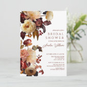 Boho Herbstdusche Floral Bridal Einladung (Stehend Vorderseite)