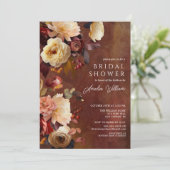 Boho Herbstdusche Floral Bridal Einladung (Stehend Vorderseite)