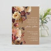 Boho Herbstdusche Floral Bridal Einladung (Stehend Vorderseite)